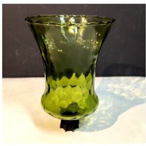 1216.  Peg Votive Holders Green Glass